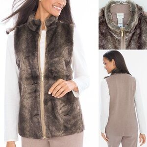 Zenergy-Chicos Vest Faux Fur Higher Collar Zip Closure Cashmere Blend Lined